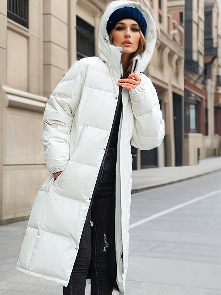 Women's Long Hooded Puffer Coat Padded Quilted Ladies Jacket