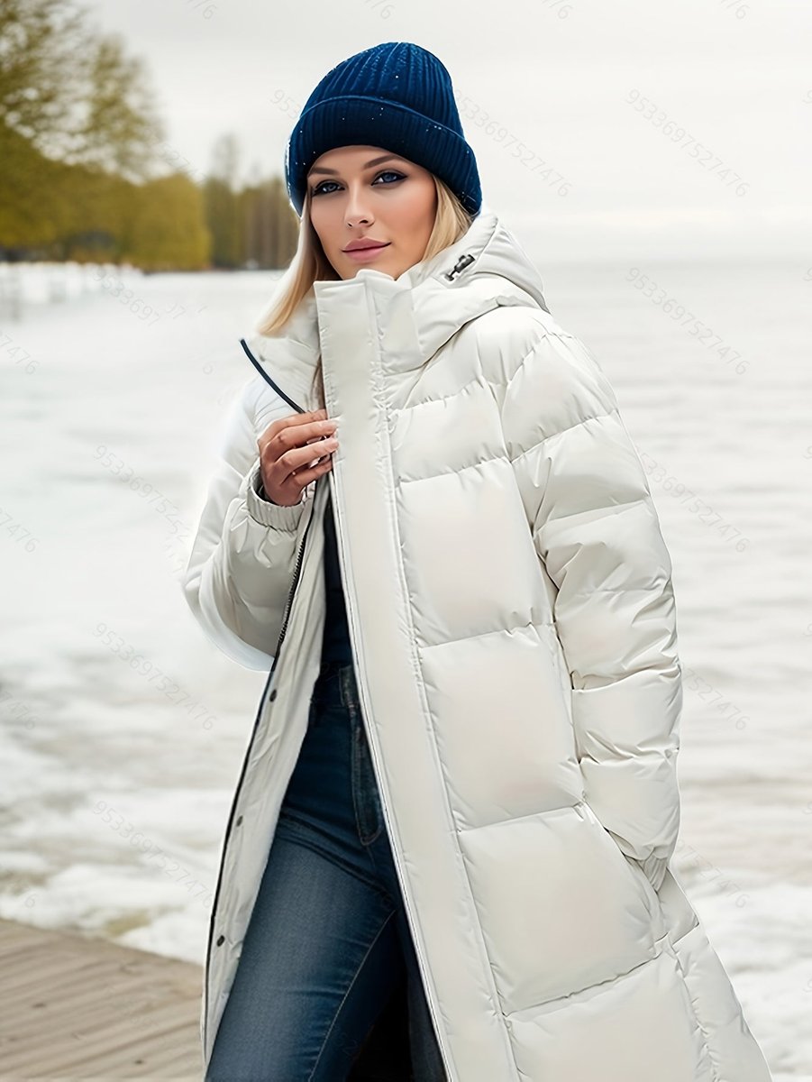 Women's Long Hooded Puffer Coat Padded Quilted Ladies Jacket