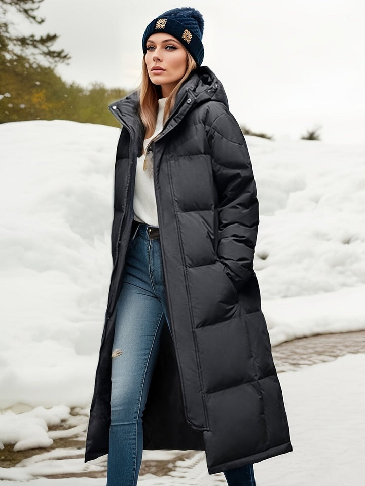 Women's Long Hooded Puffer Coat Padded Quilted Ladies Jacket