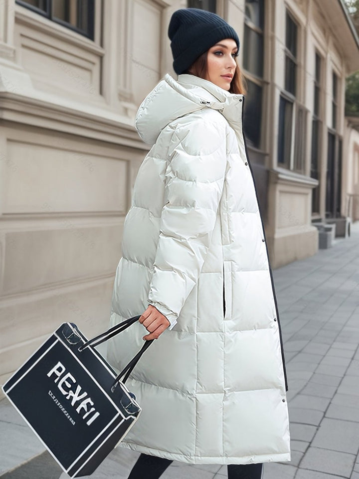 Women's Long Hooded Puffer Coat Padded Quilted Ladies Jacket