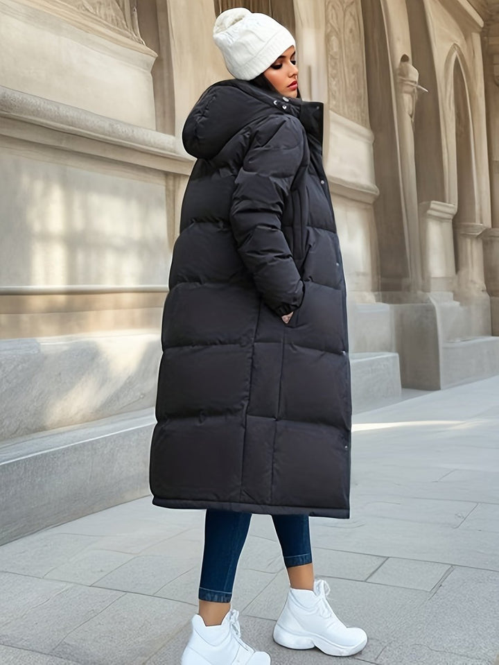 Women's Long Hooded Puffer Coat Padded Quilted Ladies Jacket