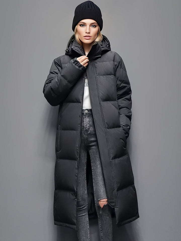 Women's Long Hooded Puffer Coat Padded Quilted Ladies Jacket