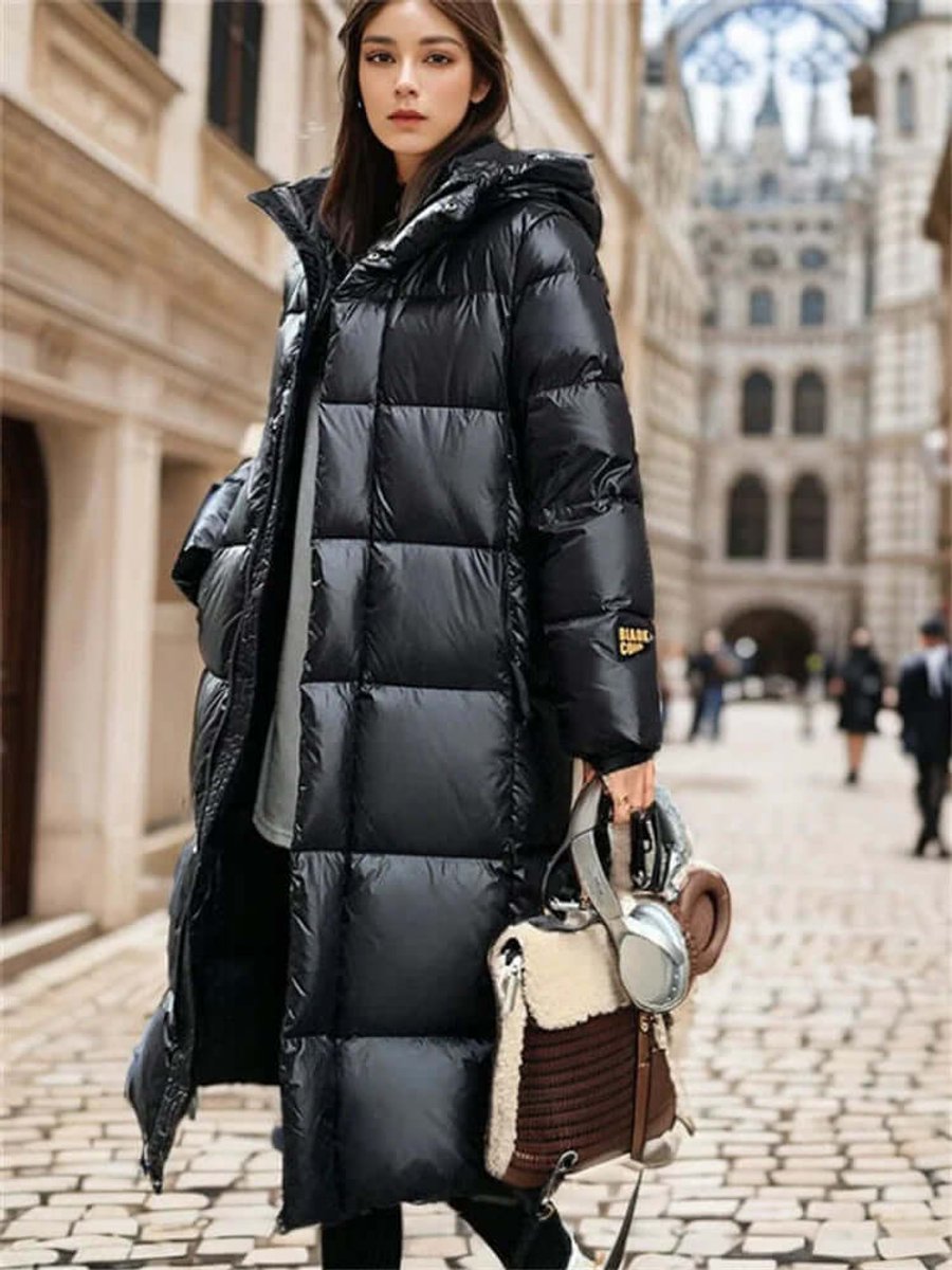 Women's Long Hooded Puffer Jacket Relaxed Fit Ladies Coat