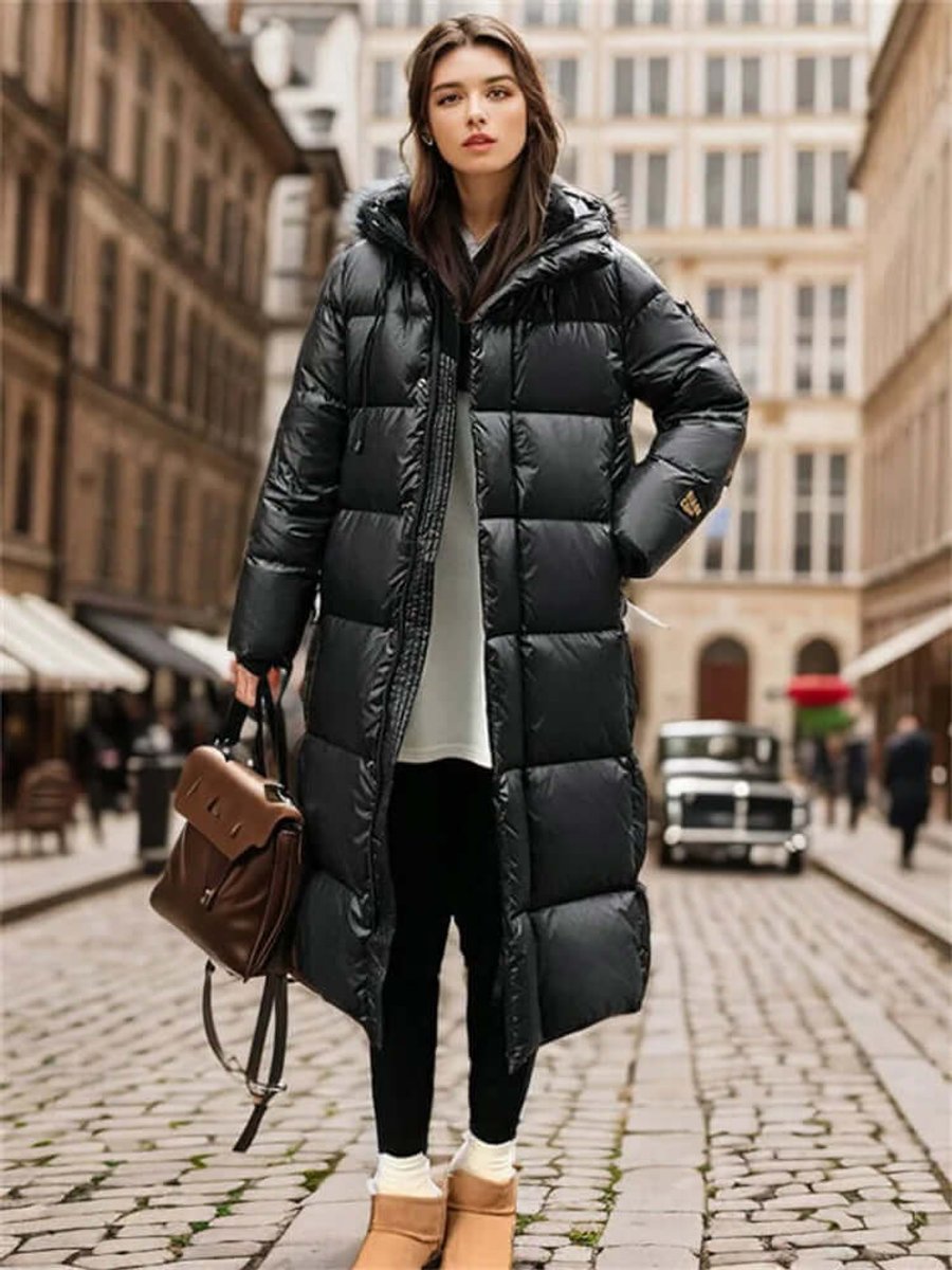 Women's Long Hooded Puffer Jacket Relaxed Fit Ladies Coat