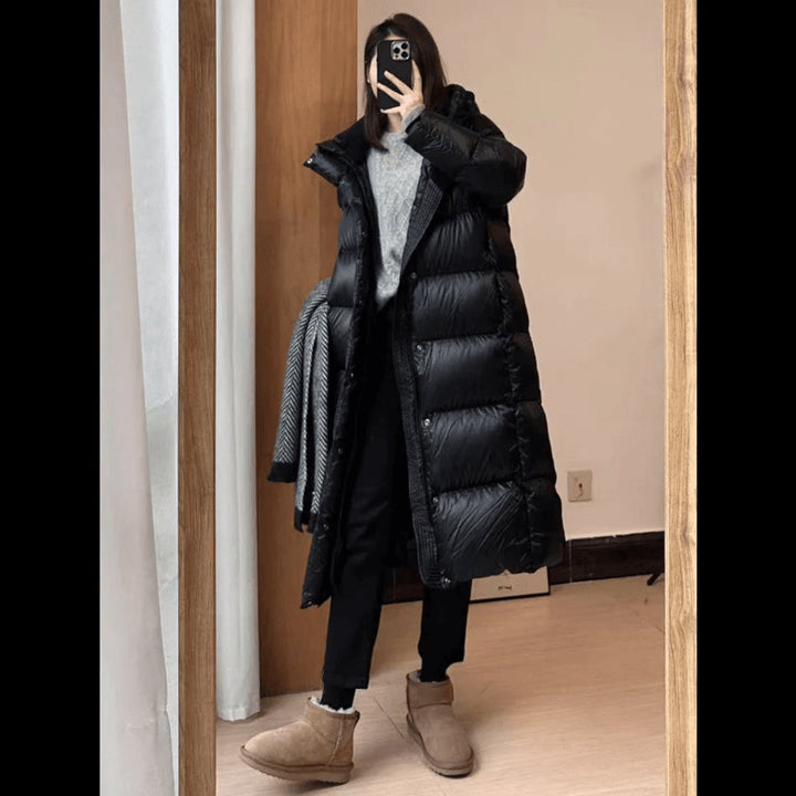 Women's Long Hooded Puffer Jacket Relaxed Fit Ladies Coat