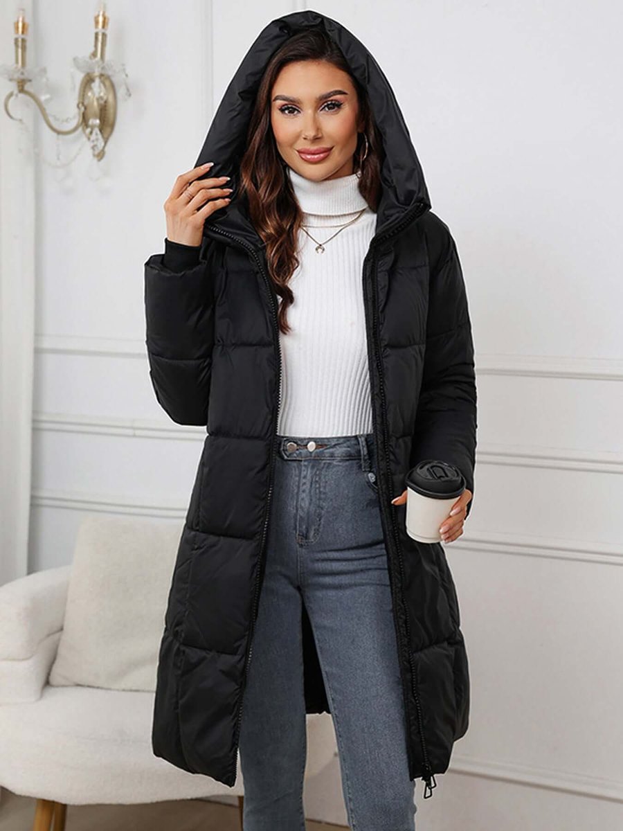Women's Long Hooded Quilted Ladies Puffer Jacket Coat