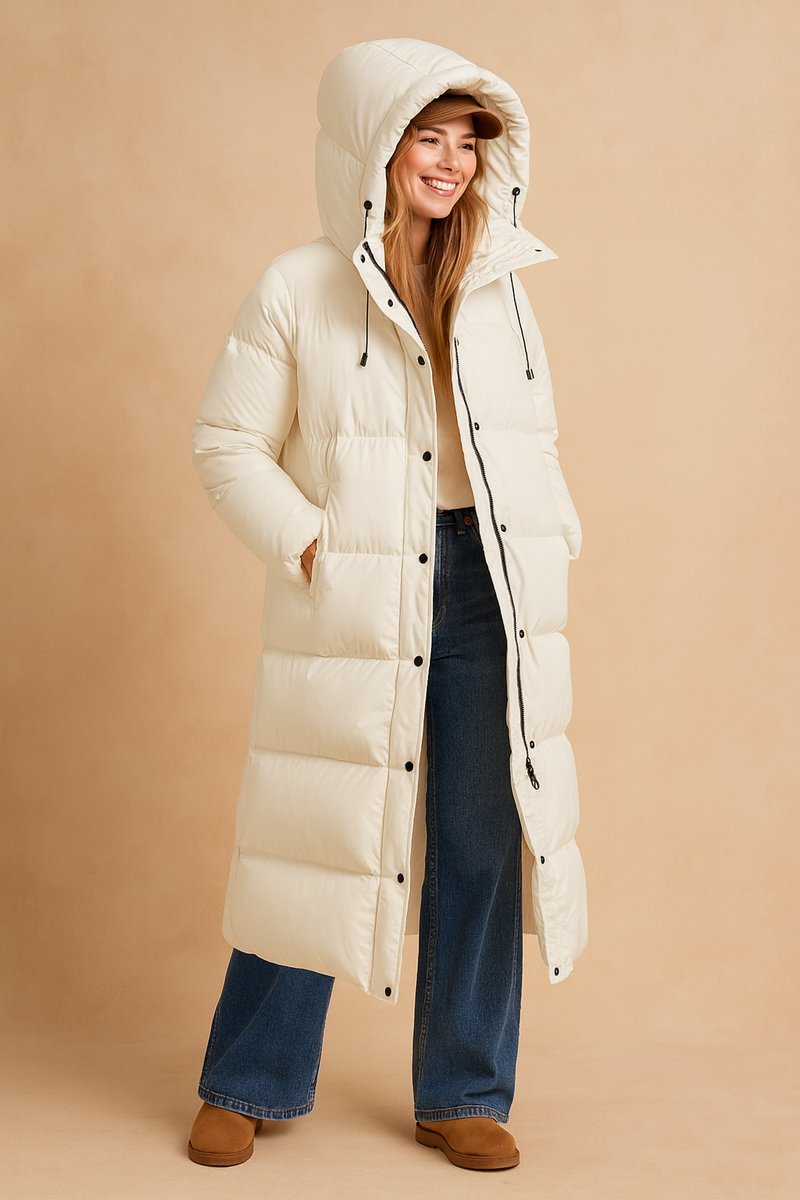 Women's Long Hooded Quilted Ladies Puffer Jacket Coat