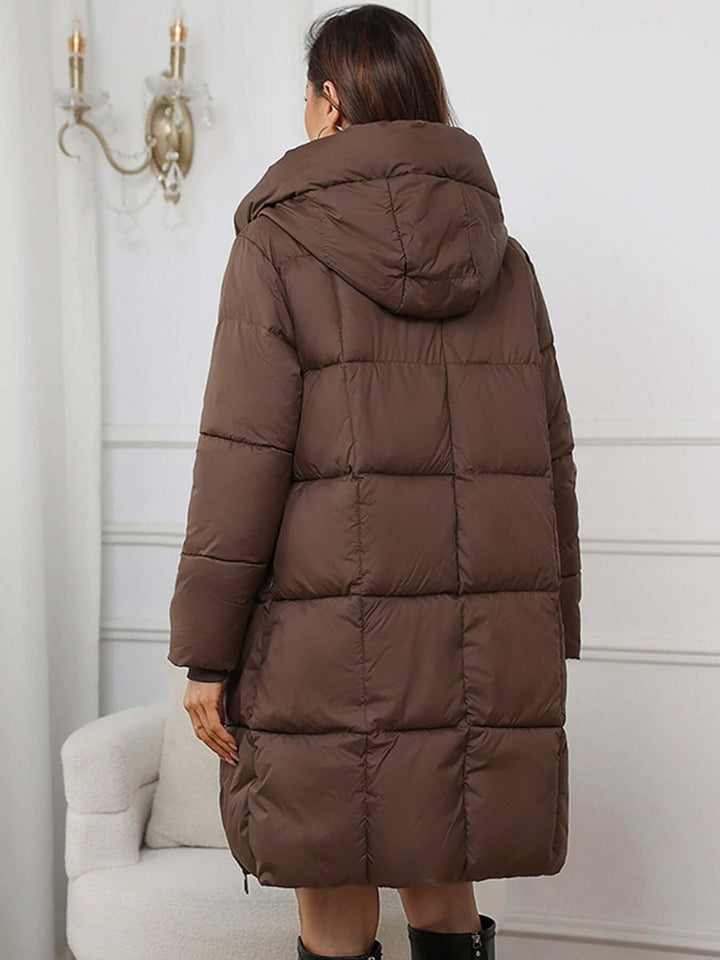 Women's Long Hooded Quilted Ladies Puffer Jacket Coat