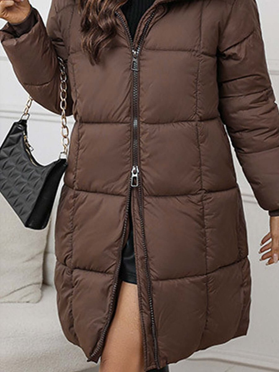 Women's Long Hooded Quilted Ladies Puffer Jacket Coat