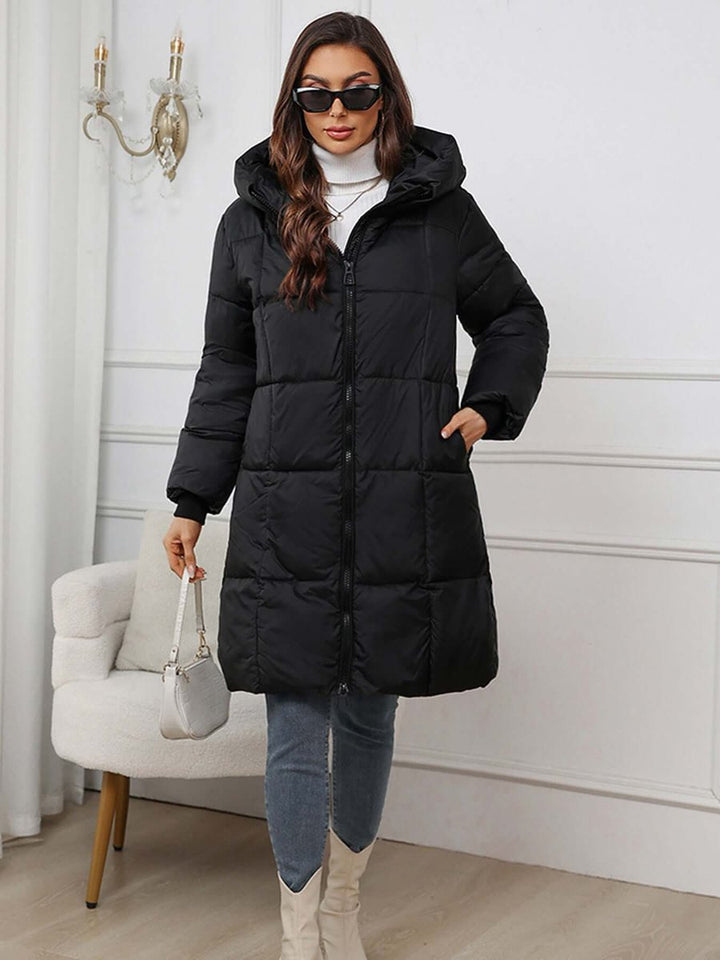 Women's Long Hooded Quilted Ladies Puffer Jacket Coat