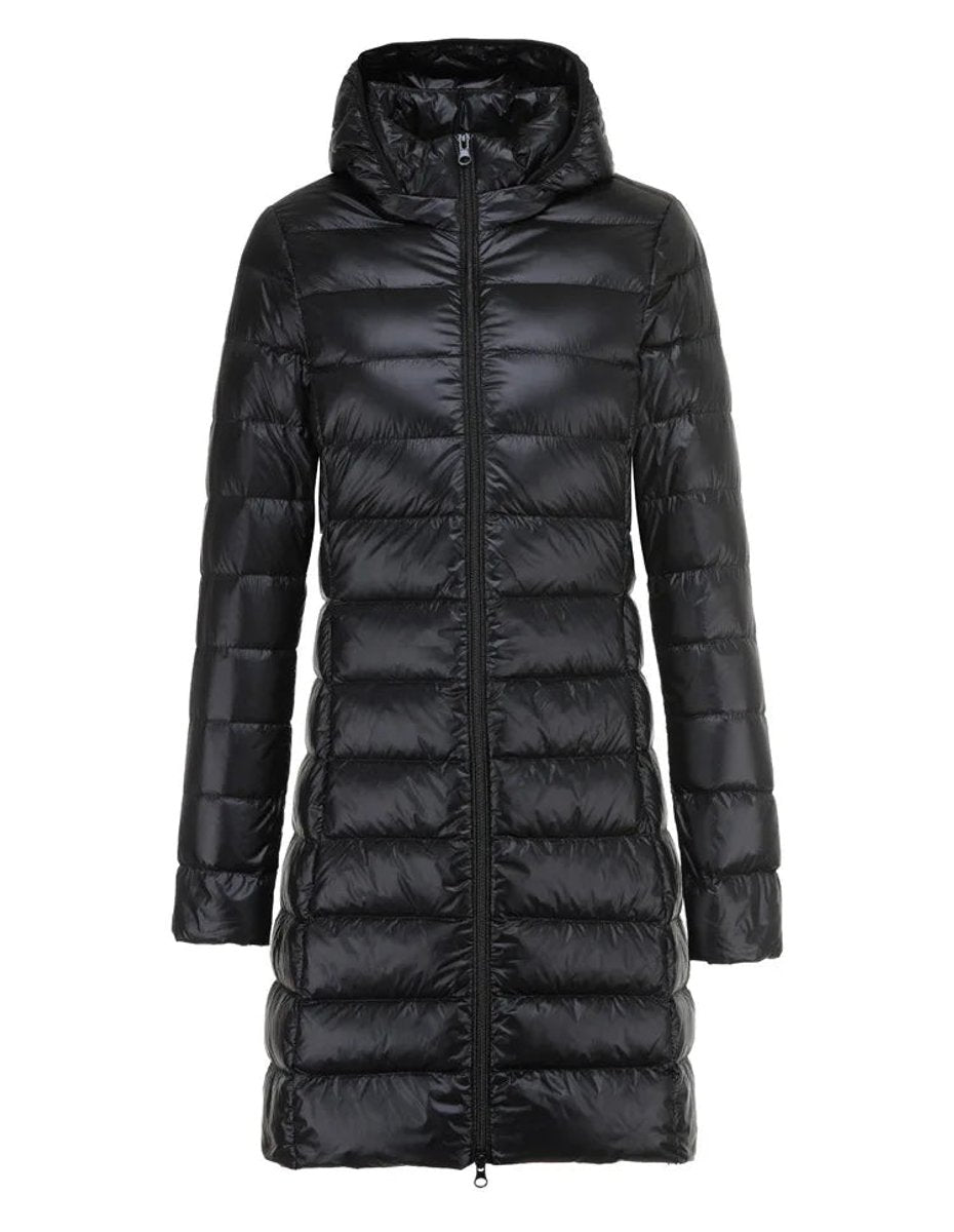 Women's Long Hooded Quilted Ladies Puffer Jacket Coat