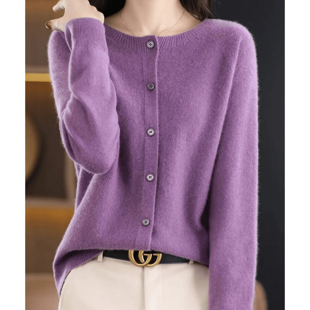 Women's Long-Sleeve Knit Button-Down Cardigan Jumper