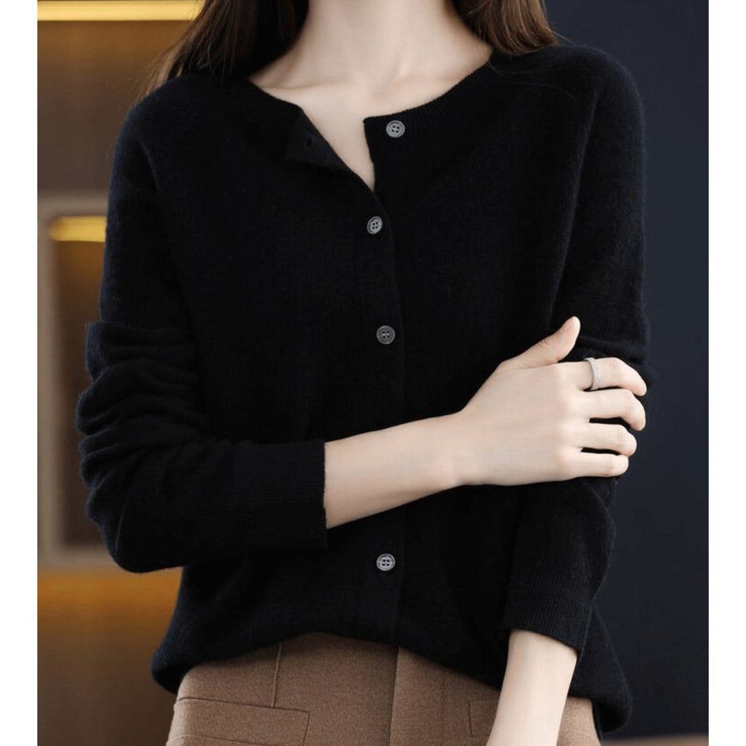 Women's Long-Sleeve Knit Button-Down Cardigan Jumper
