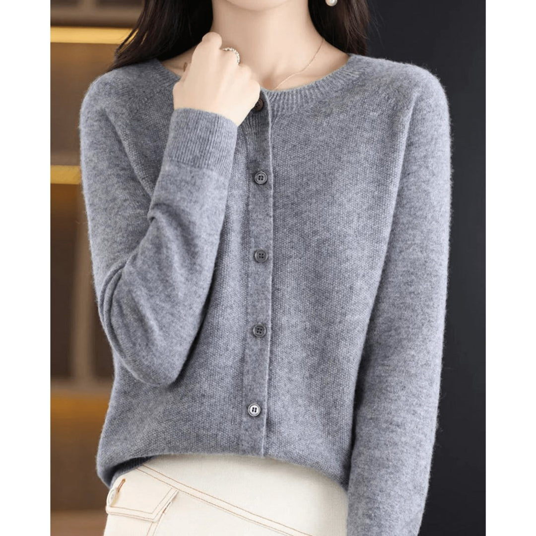 Women's Long-Sleeve Knit Button-Down Cardigan Jumper