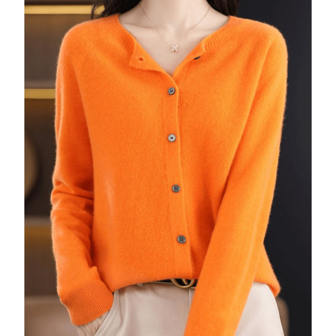 Women's Long-Sleeve Knit Button-Down Cardigan Jumper