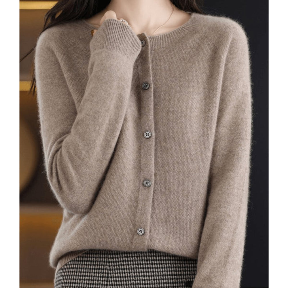 Women's Long-Sleeve Knit Button-Down Cardigan Jumper