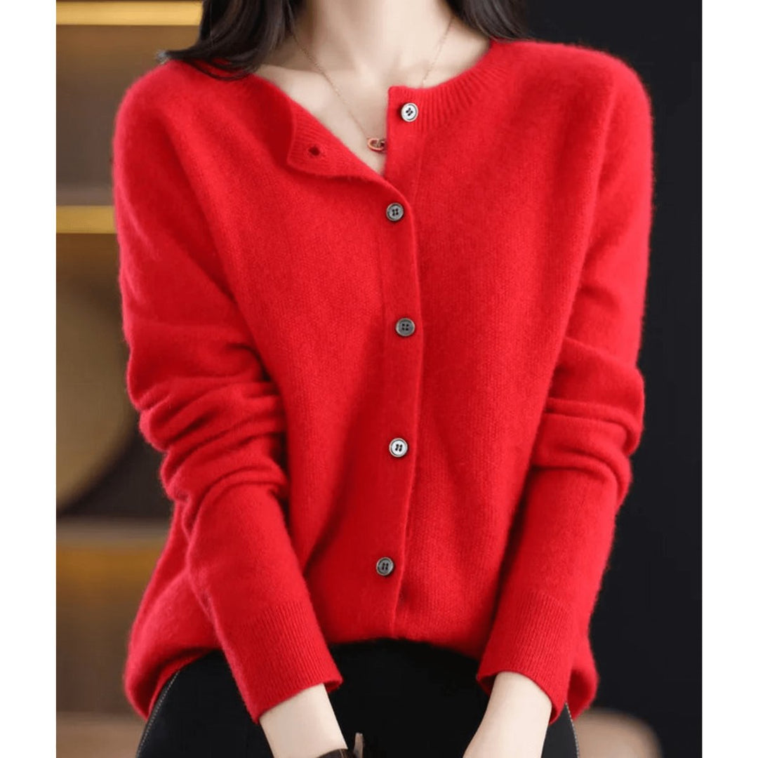 Women's Long-Sleeve Knit Button-Down Cardigan Jumper