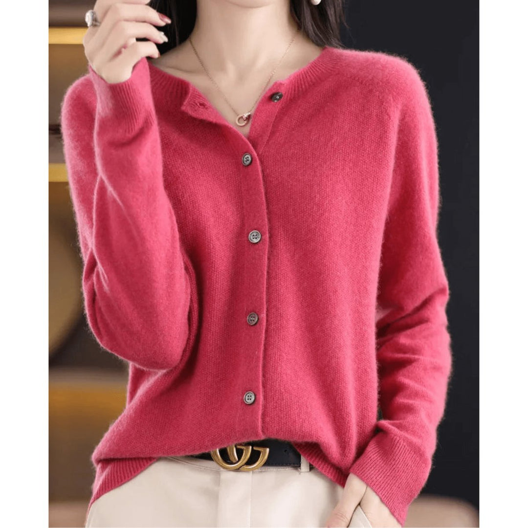 Women's Long-Sleeve Knit Button-Down Cardigan Jumper