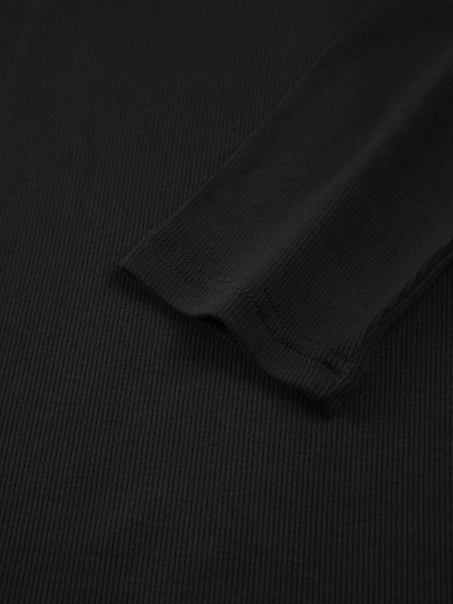 Women's Long-Sleeve Square-Neck Contrast-Trim Fitted Top