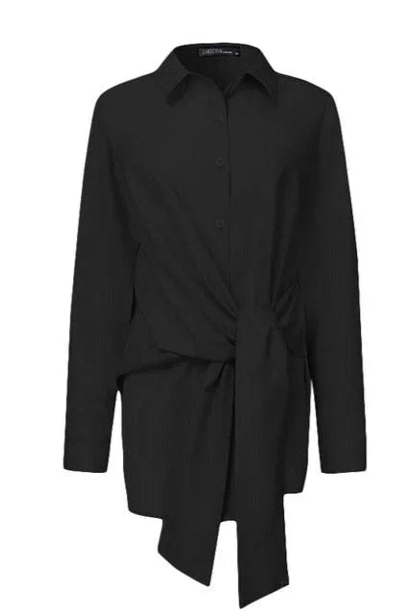 Women's Long-Sleeve Tie-Belt Wrap Blouse