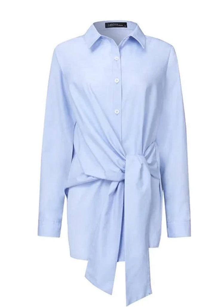 Women's Long-Sleeve Tie-Belt Wrap Blouse