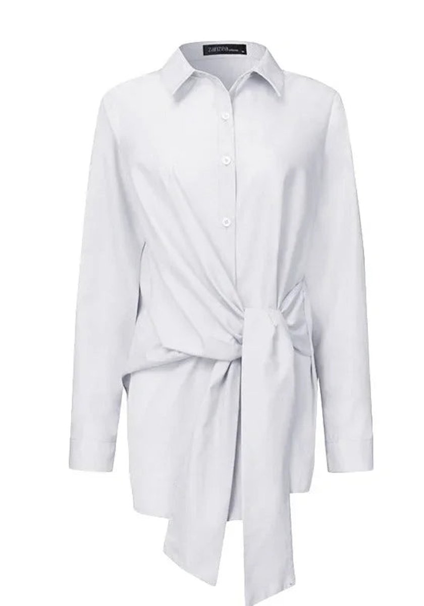 Women's Long-Sleeve Tie-Belt Wrap Blouse