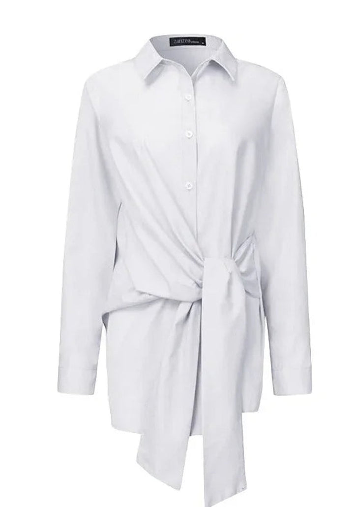 Women's Long-Sleeve Tie-Belt Wrap Blouse