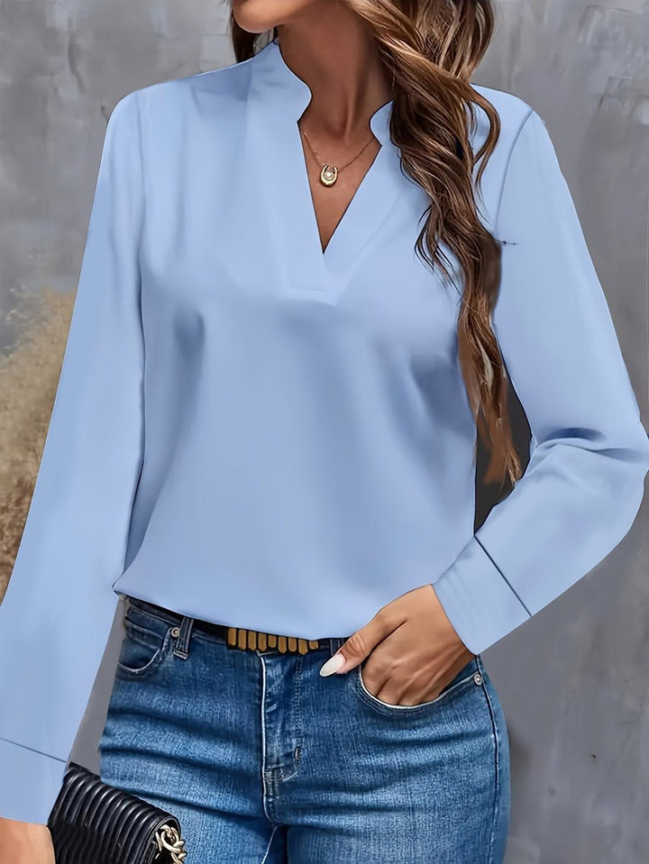Women's Long-Sleeve V-Neck Blouse Flowy Lightweight Top