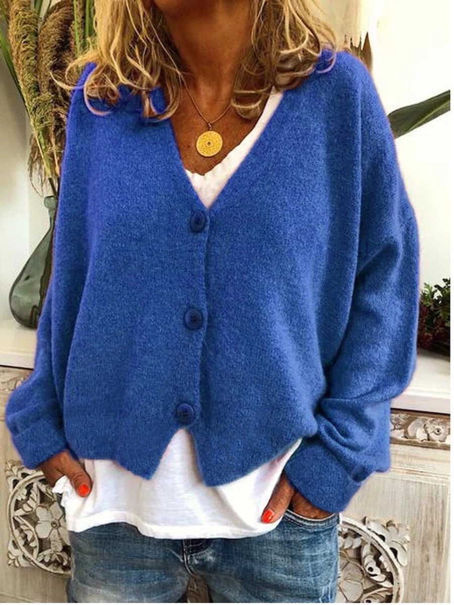 Women's Long-Sleeve V-Neck Button-Front Soft Knit Cardigan Top
