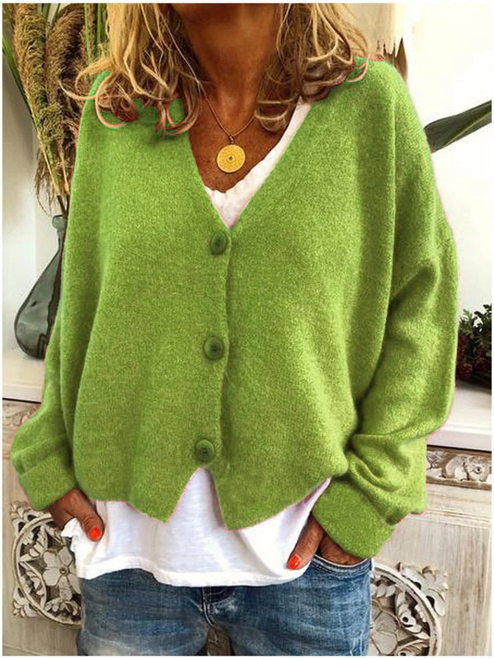 Women's Long-Sleeve V-Neck Button-Front Soft Knit Cardigan Top