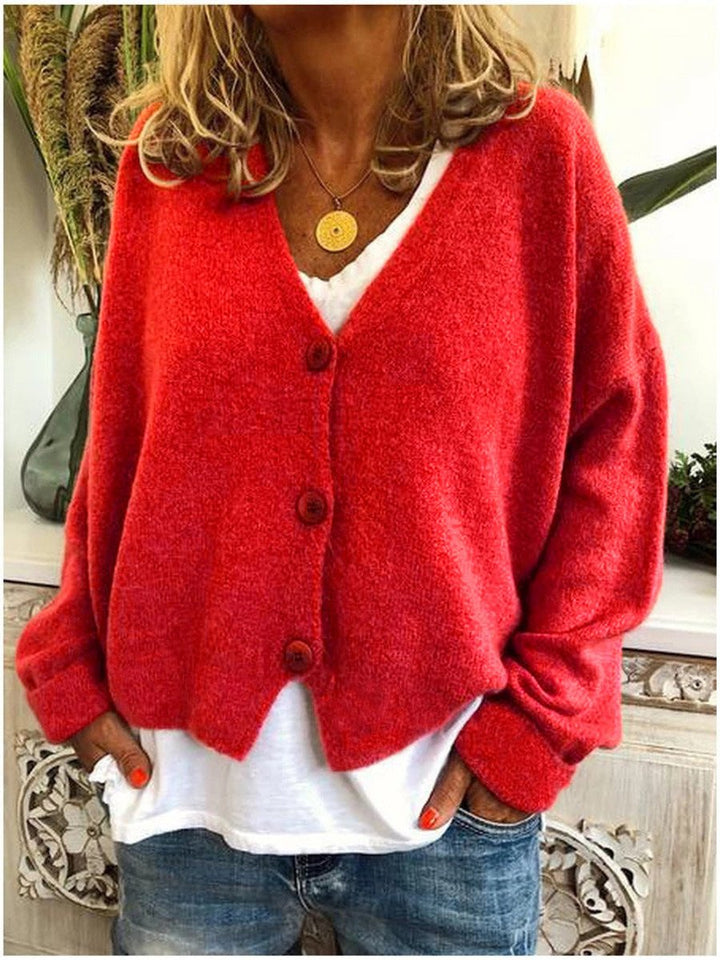 Women's Long-Sleeve V-Neck Button-Front Soft Knit Cardigan Top