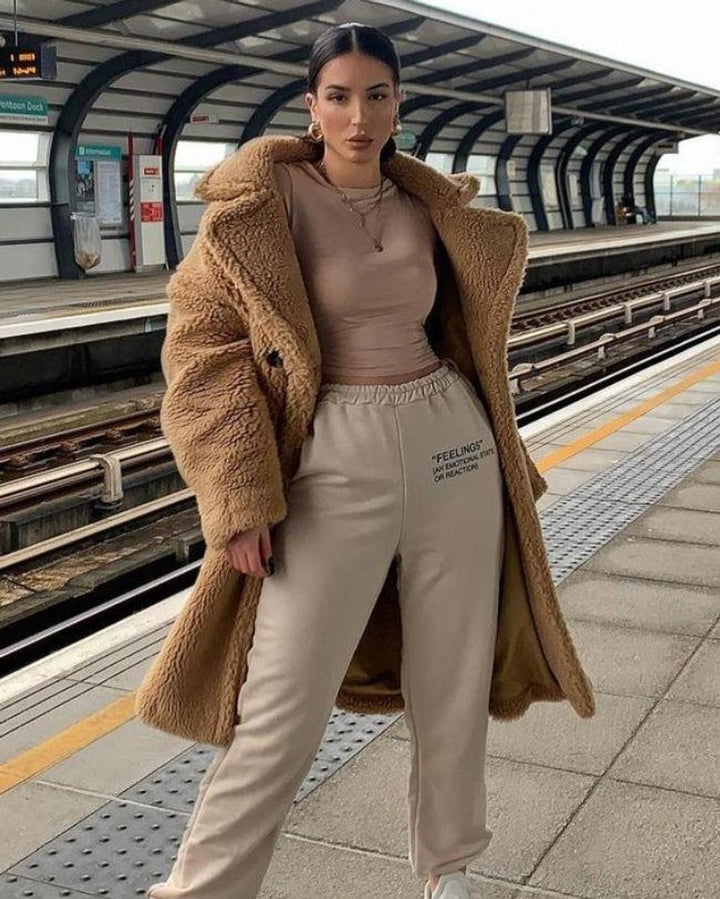 Women's Long Teddy Coat Oversized Fluffy Faux Fur Winter Coat