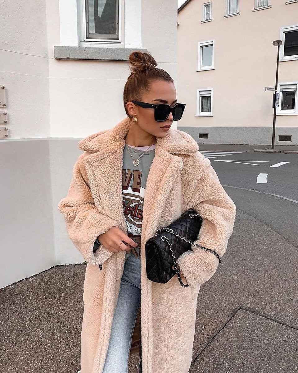 Women's Long Teddy Coat Oversized Fluffy Faux Fur Winter Coat