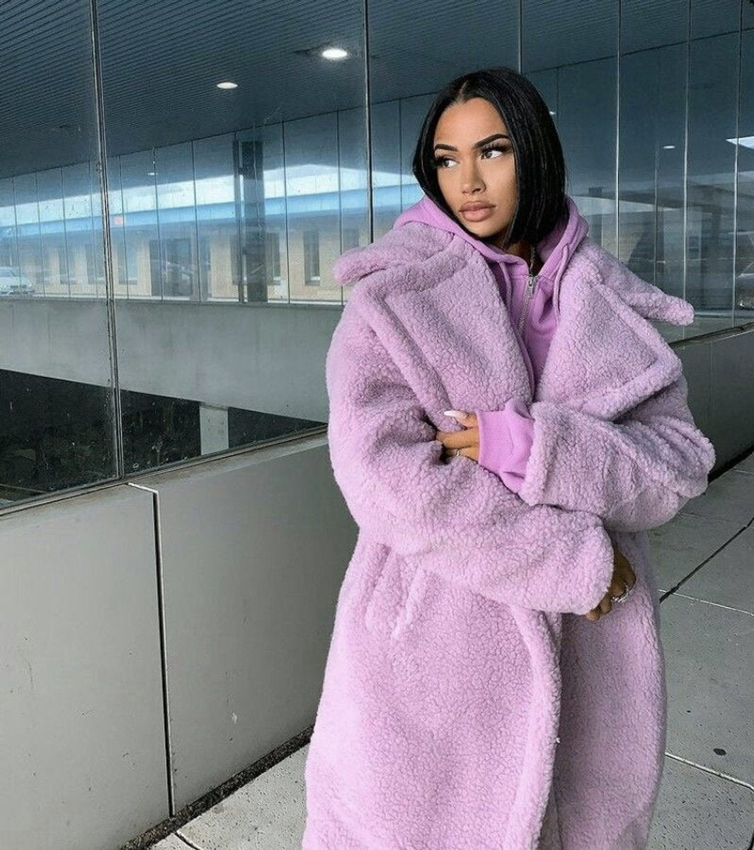 Women's Long Teddy Coat Oversized Fluffy Faux Fur Winter Coat