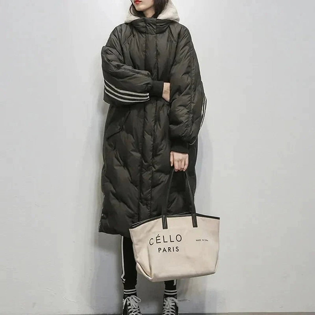 Women's Longline Quilted Hooded Puffer Coat Ladies Winter Jacket