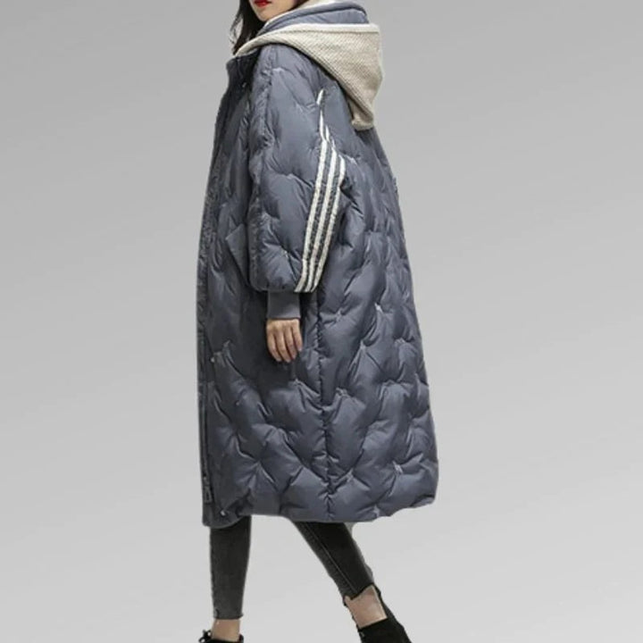 Women's Longline Quilted Hooded Puffer Coat Ladies Winter Jacket