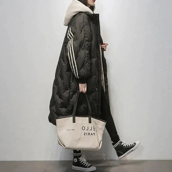 Women's Longline Quilted Hooded Puffer Coat Ladies Winter Jacket