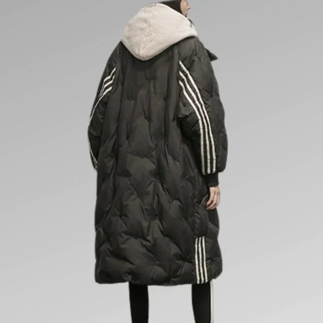 Women's Longline Quilted Hooded Puffer Coat Ladies Winter Jacket