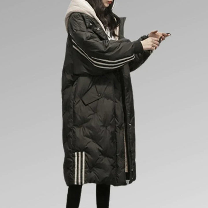 Women's Longline Quilted Hooded Puffer Coat Ladies Winter Jacket