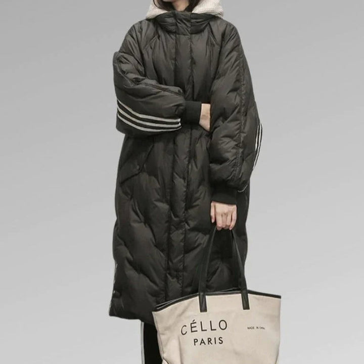 Women's Longline Quilted Hooded Puffer Coat Ladies Winter Jacket