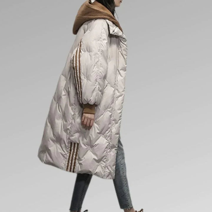 Women's Longline Quilted Hooded Puffer Coat Ladies Winter Jacket