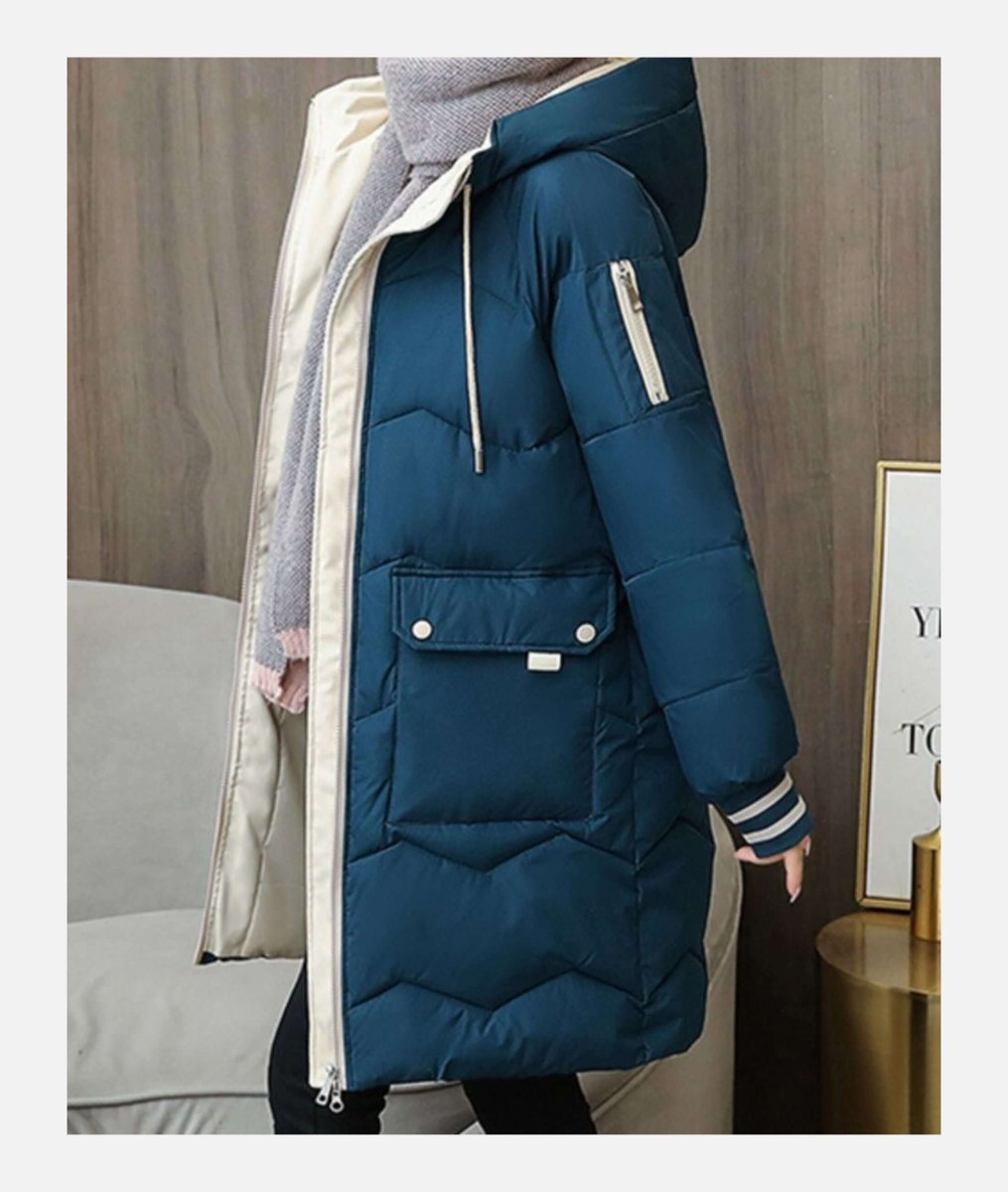 Women's Longline Quilted Hooded Puffer Jacket Ladies Winter Coat