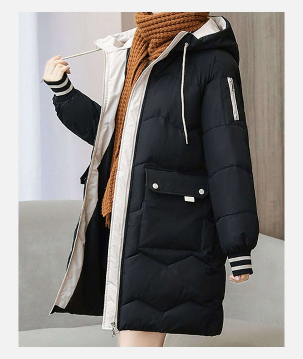 Women's Longline Quilted Hooded Puffer Jacket Ladies Winter Coat