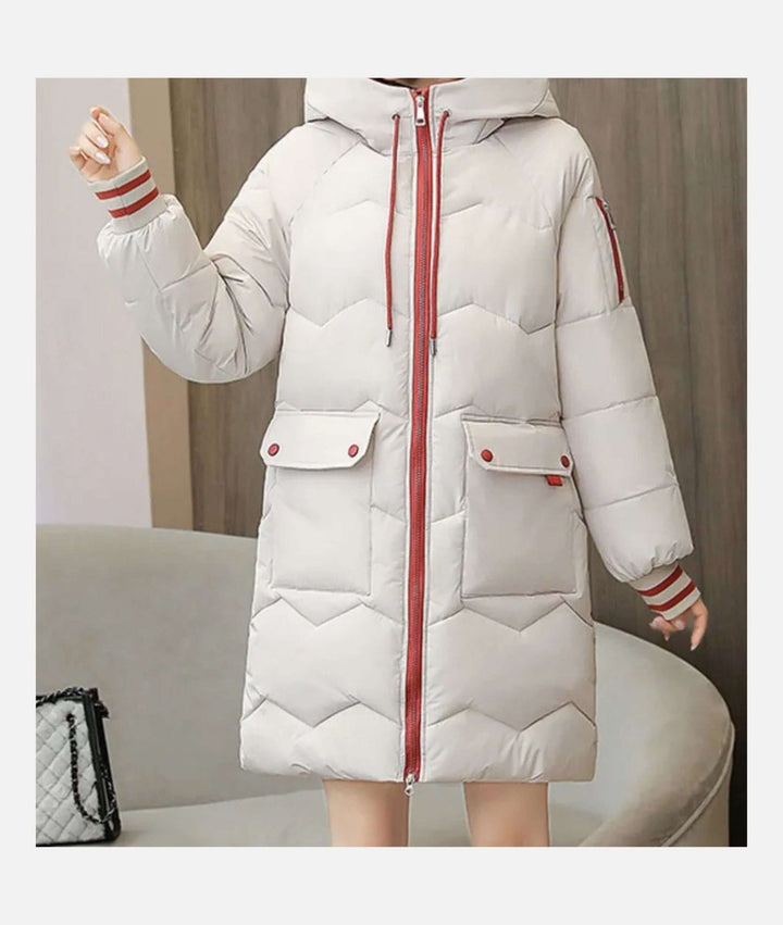 Women's Longline Quilted Hooded Puffer Jacket Ladies Winter Coat
