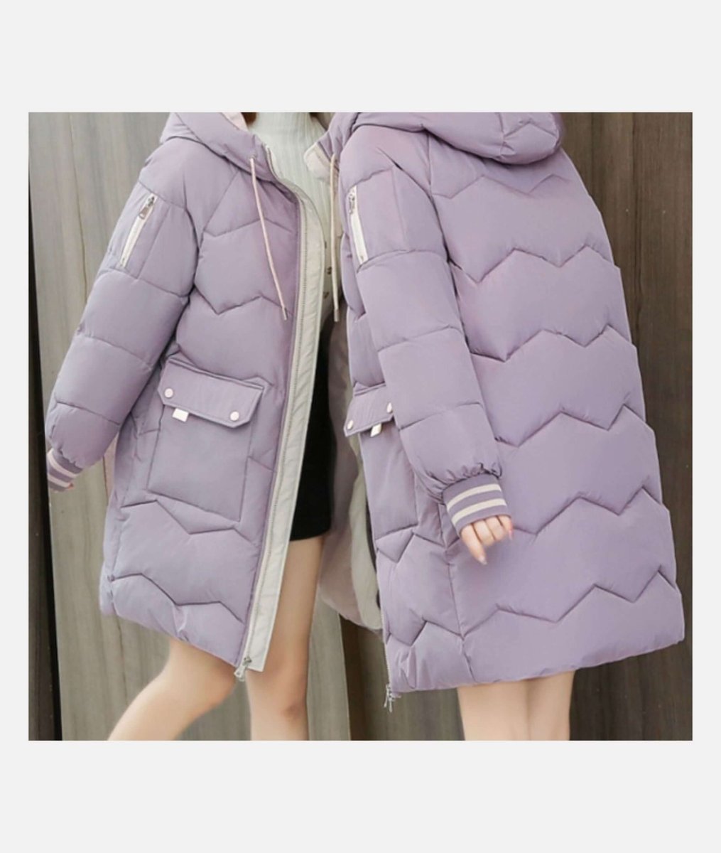Women's Longline Quilted Hooded Puffer Jacket Ladies Winter Coat