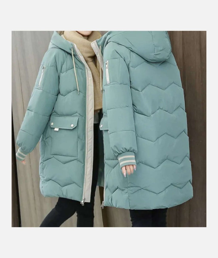 Women's Longline Quilted Hooded Puffer Jacket Ladies Winter Coat