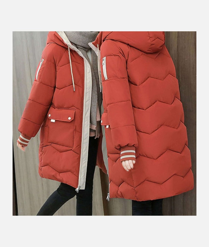 Women's Longline Quilted Hooded Puffer Jacket Ladies Winter Coat