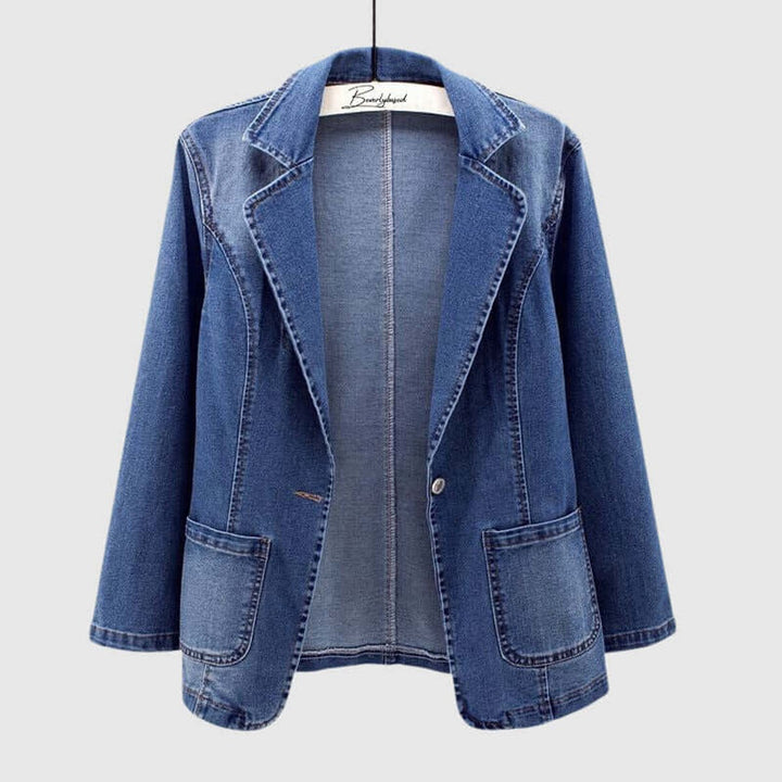 Women's Loose Fit Collared Denim Coat Ladies Jacket