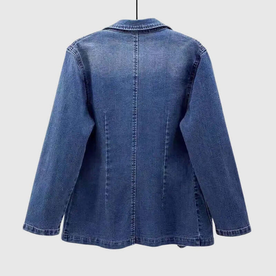 Women's Loose Fit Collared Denim Coat Ladies Jacket