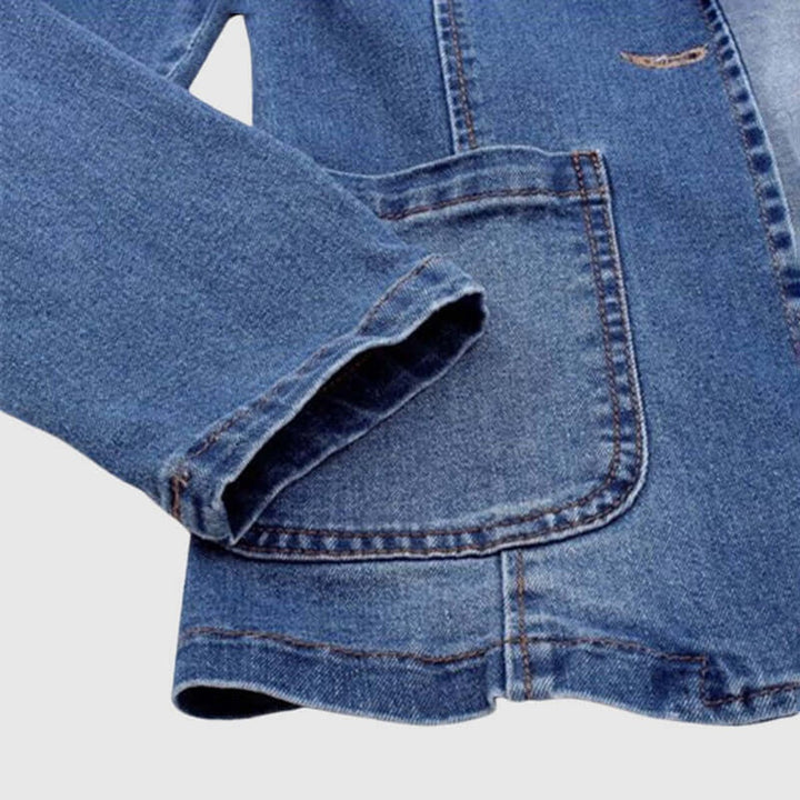 Women's Loose Fit Collared Denim Coat Ladies Jacket